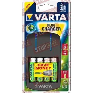 Caricabatterie Varta Plug Charger con 4 batterie 2100 mAh Mignon AA 	57647